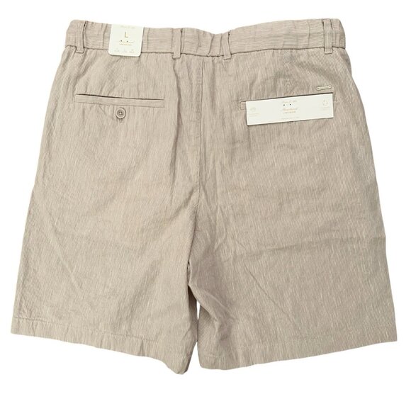 Porter & Ash Shorts Mens Size L Drawstring Linen Blend Beige Striped NEW - Picture 2 of 5